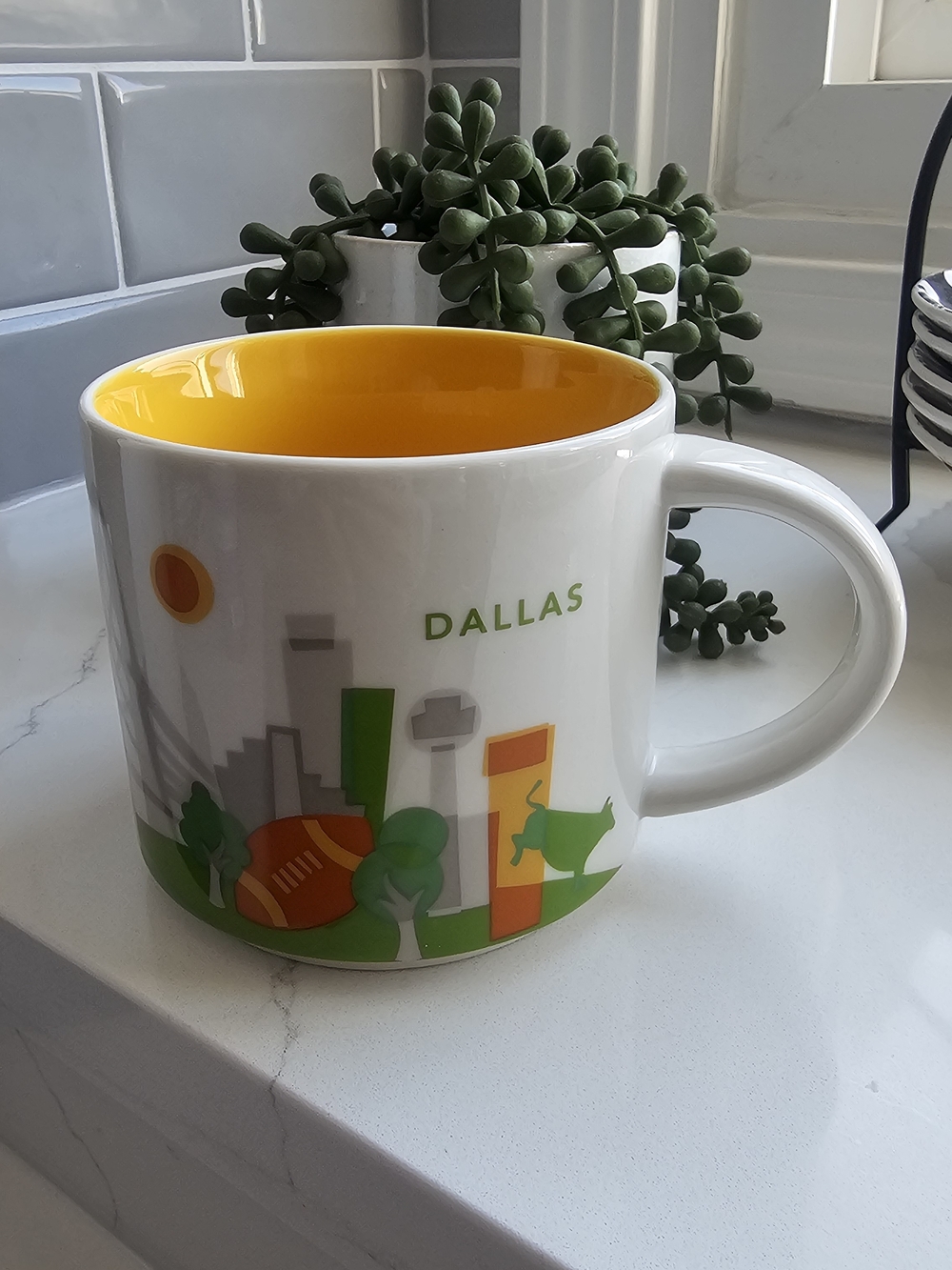 Starbucks Dallas City Mug with Bright Yellow Interior